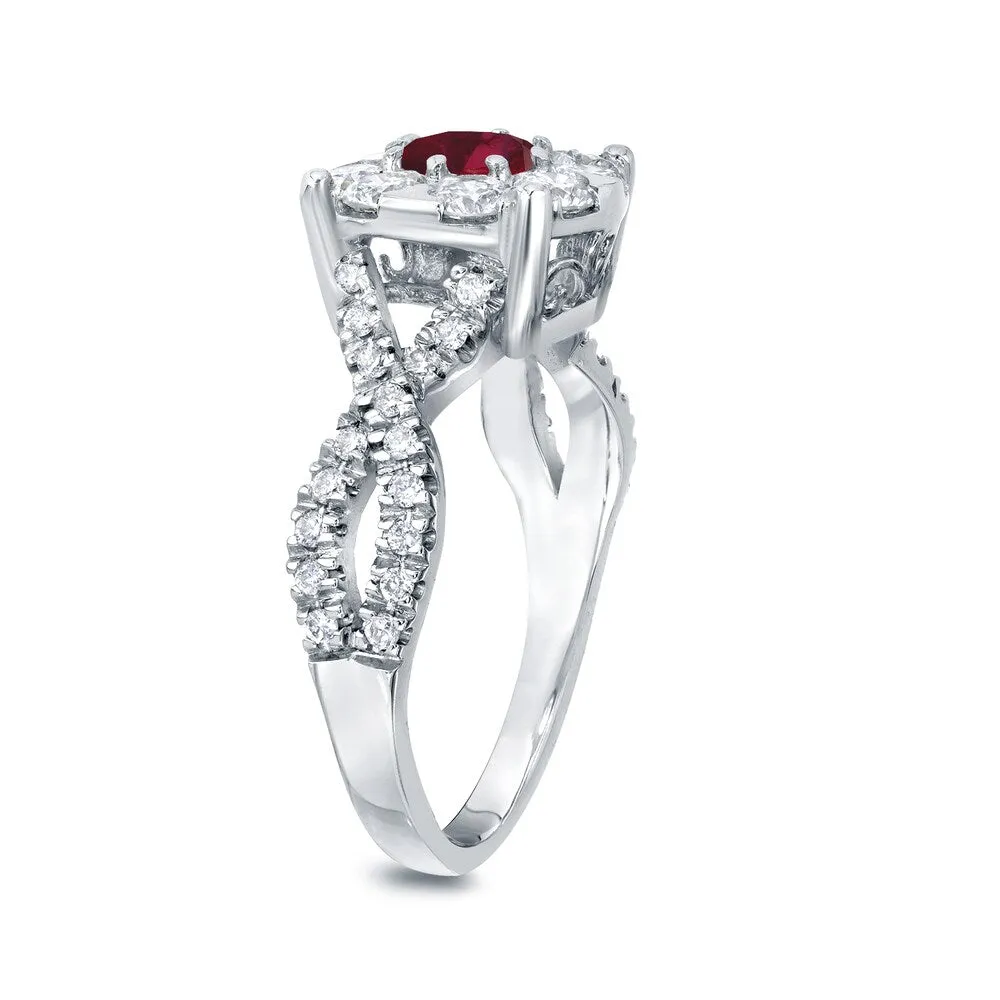 14k Gold 1/3ct Ruby and 3/4ct TDW Cluster Diamond Engagement Ring by Auriya sold by Zulily product image thumbnail 5