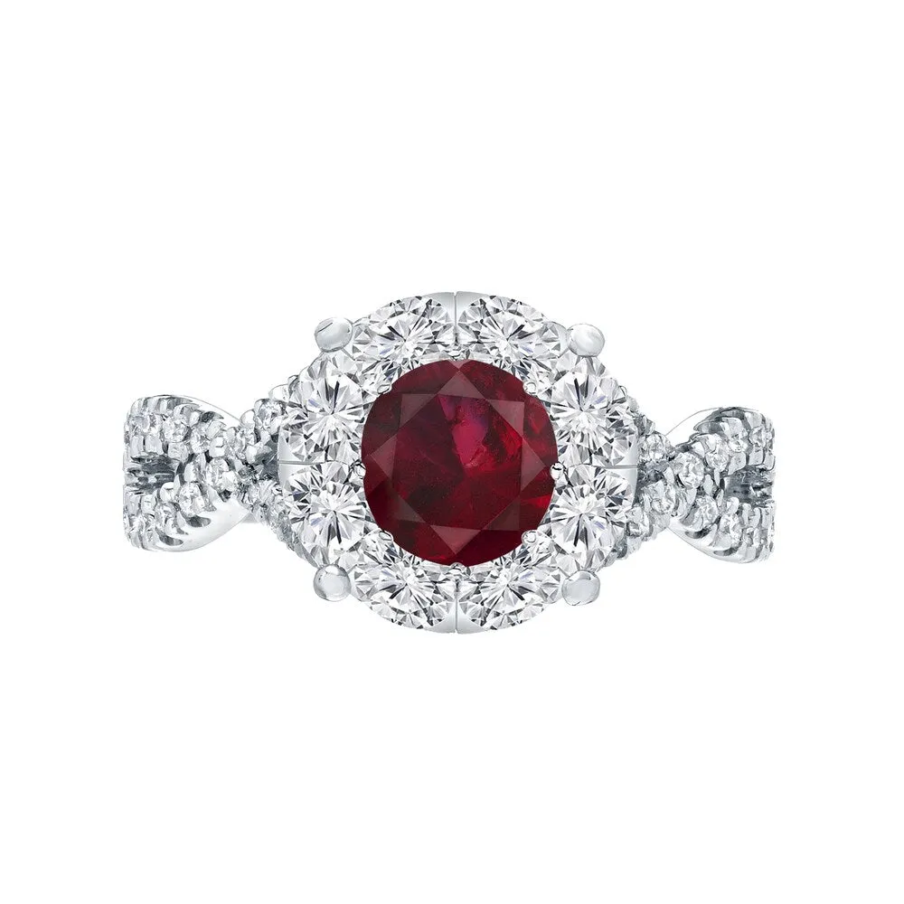 14k Gold 1/3ct Ruby and 3/4ct TDW Cluster Diamond Engagement Ring by Auriya sold by Zulily product image thumbnail 4