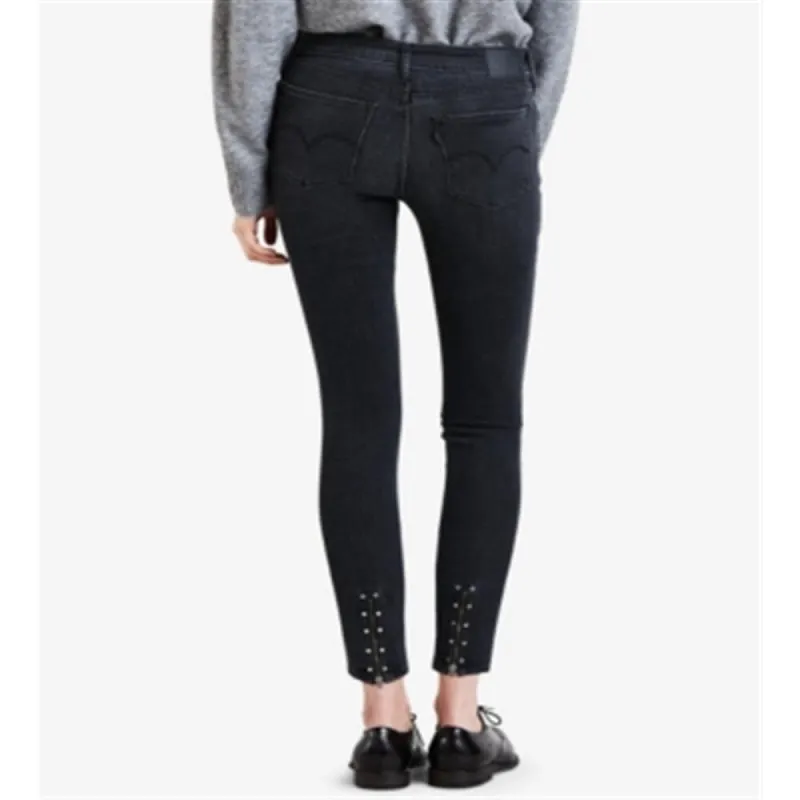 Levi S Juniors 711 Studded Zip Detail Ankle Skinny Jeans Black Size 24 made by Levi's