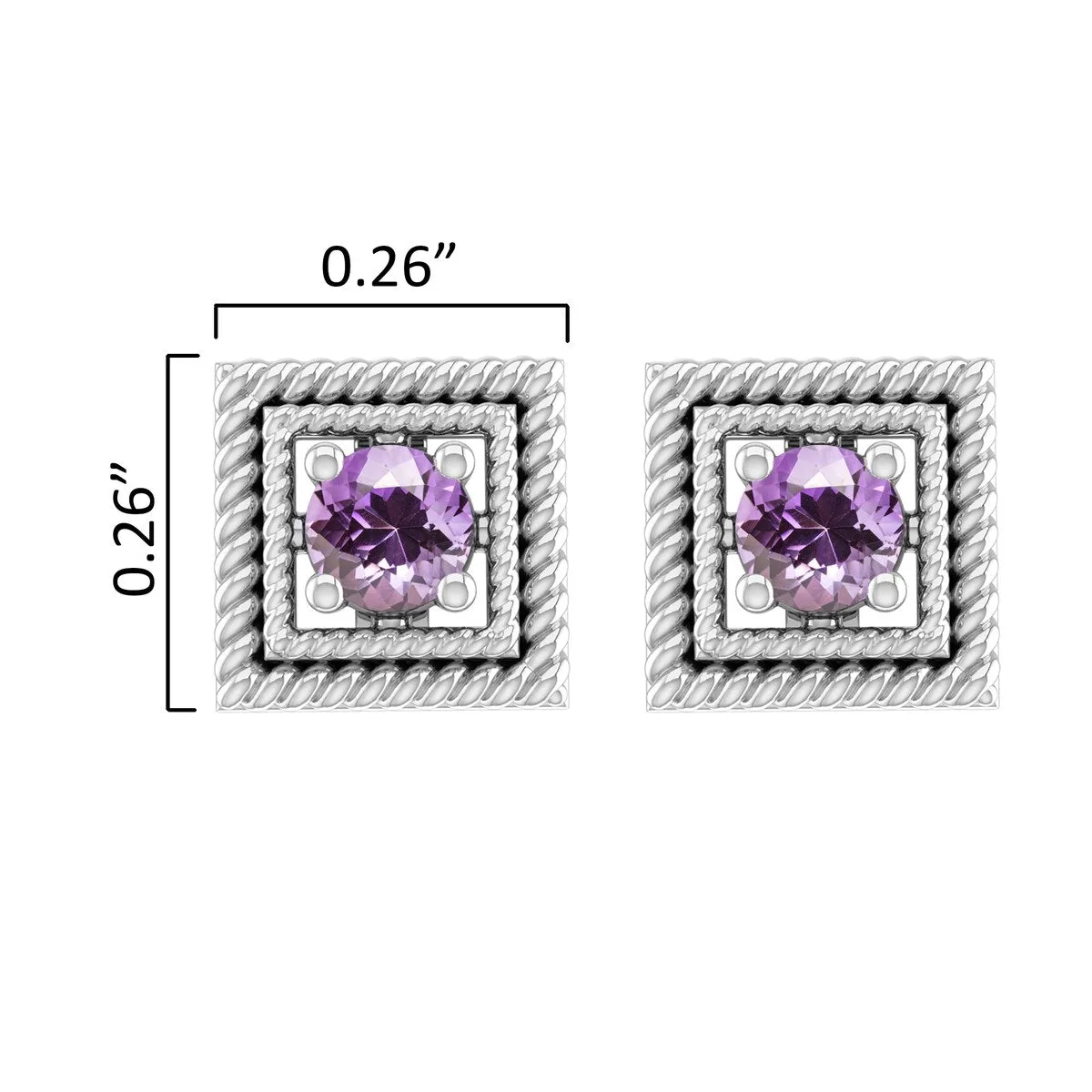 Sterling Silver Natural Amethyst Square Shape Stud Earrings sold by Zulily product image thumbnail 3