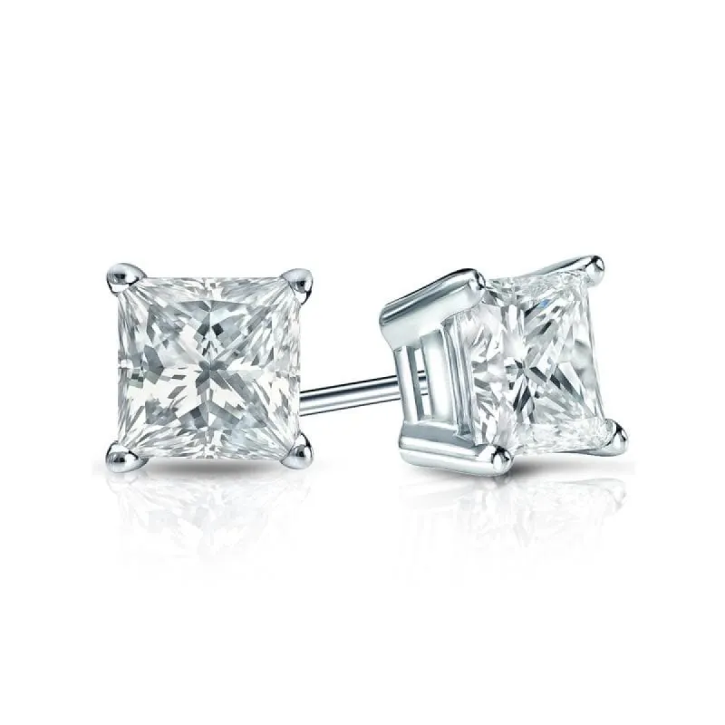 Auriya 14-karat Gold Lab Grown 0.75 carat TDW Princess Diamond Stud Earrings 4-Prong Basket Push-back sold by Zulily