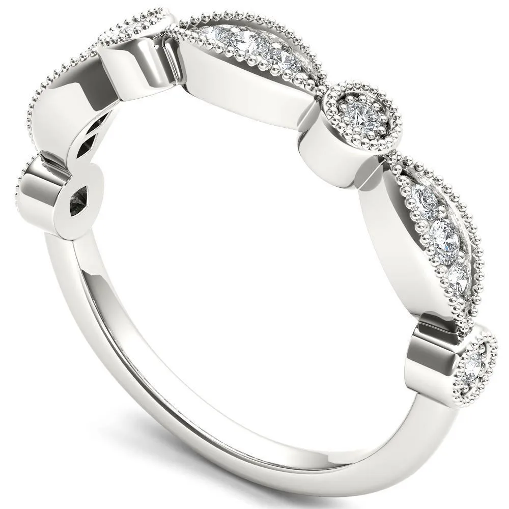 De Couer 10k White Gold 1/10ct TDW Wedding Band - White H-I sold by Zulily product image thumbnail 2