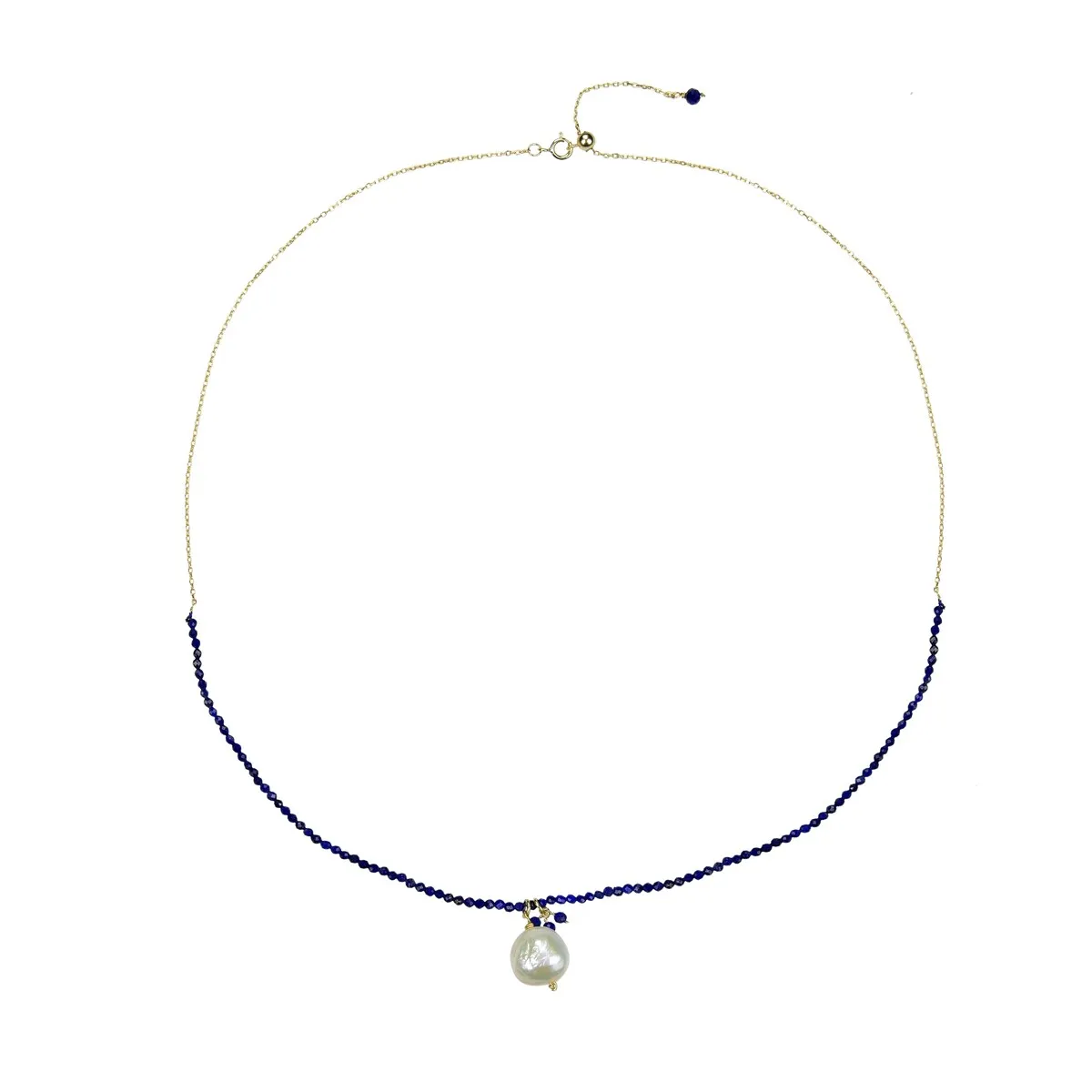 Freshwater Pearl and Lapis Beaded Pendant Necklace sold by Zulily product image thumbnail 2