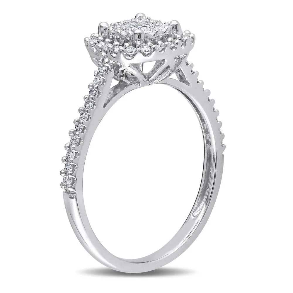 Miadora 10k White Gold 1/2ct TDW Certified Diamond Halo Engagement Ring sold by Zulily product image thumbnail 3