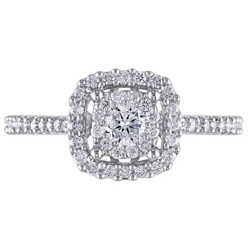Miadora 10k White Gold 1/2ct TDW Certified Diamond Halo Engagement Ring sold by Zulily product image thumbnail 4