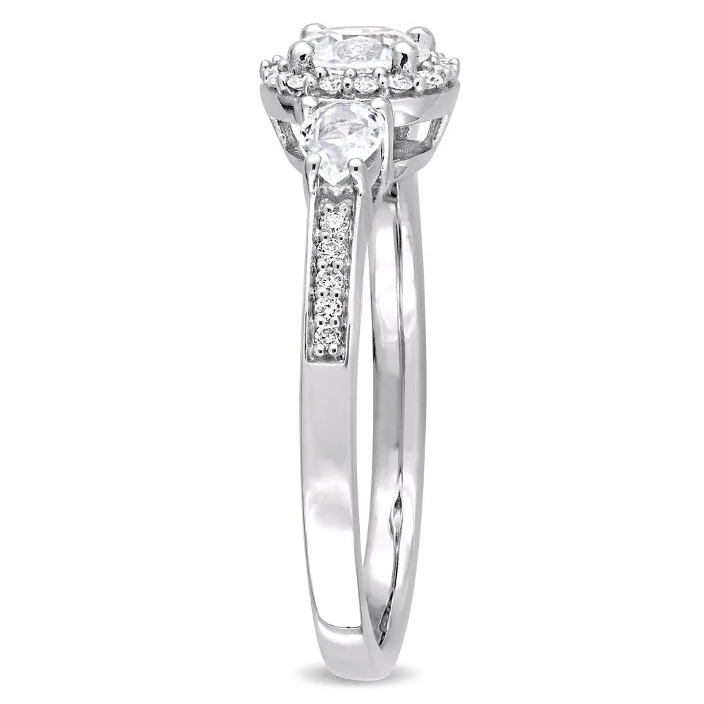 Miadora Signature Collection 14k White Gold White Sapphire and 1/8ct TDW Diamond Halo Engagement Rin sold by Zulily product image thumbnail 2