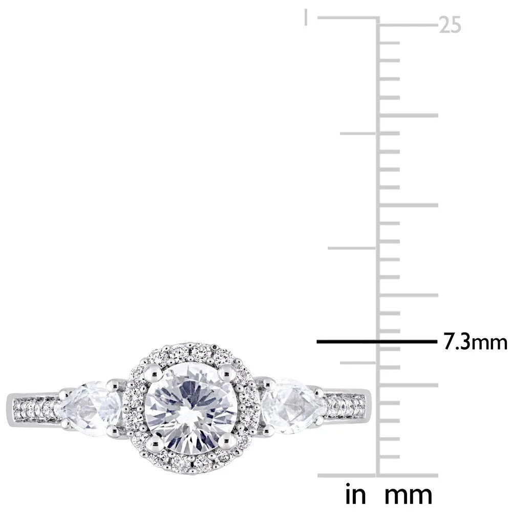 Miadora Signature Collection 14k White Gold White Sapphire and 1/8ct TDW Diamond Halo Engagement Rin sold by Zulily product image thumbnail 5