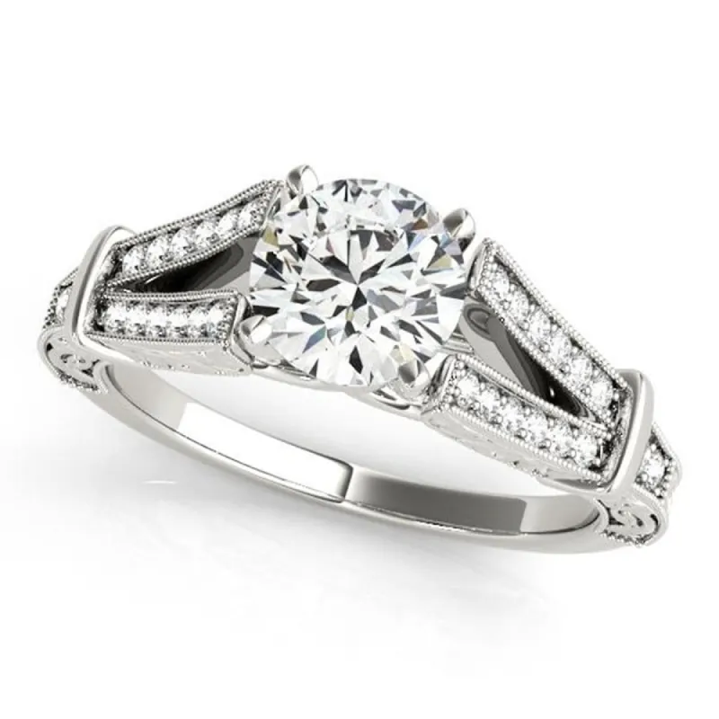 Auriya 14k Gold Vintage Split Shank 4ct Moissanite and 1/5ctw Diamond Engagement Ring sold by Zulily