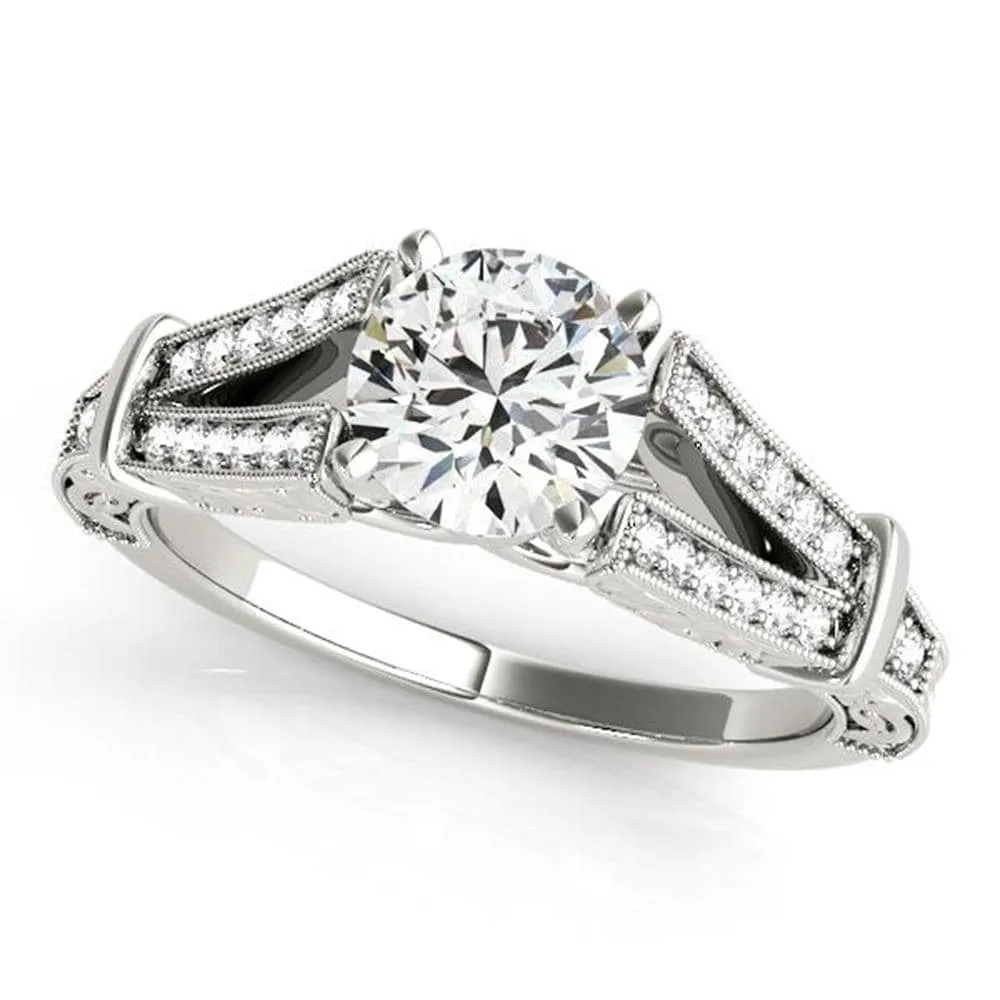 Auriya 14k Gold Vintage Split Shank 4ct Moissanite and 1/5ctw Diamond Engagement Ring sold by Zulily