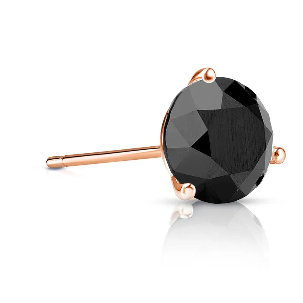 Auriya 14k Gold 1ct TDW 3-Prong Martini Round SINGLE (1) Black Diamond Stud Earring sold by Zulily product image thumbnail 3