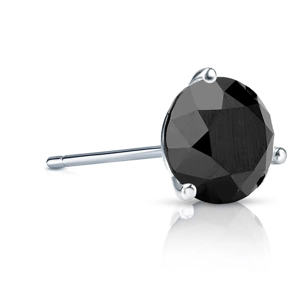 Auriya 14k Gold 1ct TDW 3-Prong Martini Round SINGLE (1) Black Diamond Stud Earring sold by Zulily