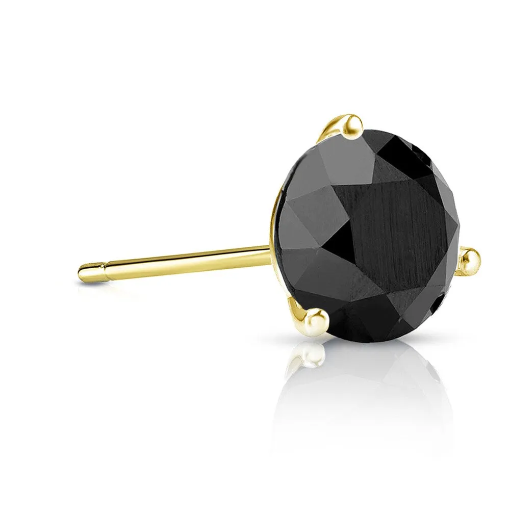 Auriya 14k Gold 1ct TDW 3-Prong Martini Round SINGLE (1) Black Diamond Stud Earring sold by Zulily product image thumbnail 2