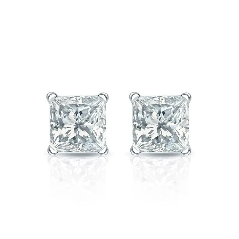 Auriya 18-karat Gold Lab Grown 0.62 carat TDW Princess Diamond Stud Earrings 4-Prong Martini Push-back sold by Zulily product image thumbnail 2