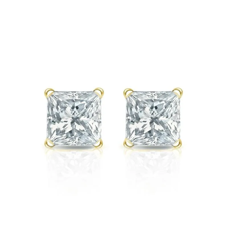 Auriya 18-karat Gold Lab Grown 0.62 carat TDW Princess Diamond Stud Earrings 4-Prong Martini Push-back sold by Zulily product image thumbnail 4