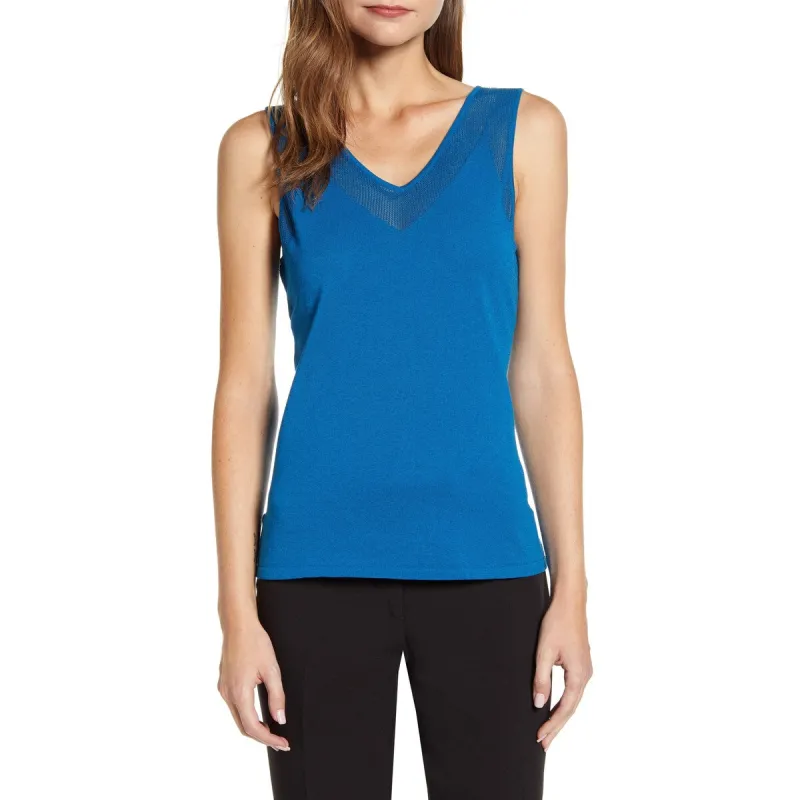 Anne Klein Women's V Neck Knit Tank Top Blue Size X-Large sold by Zulily
