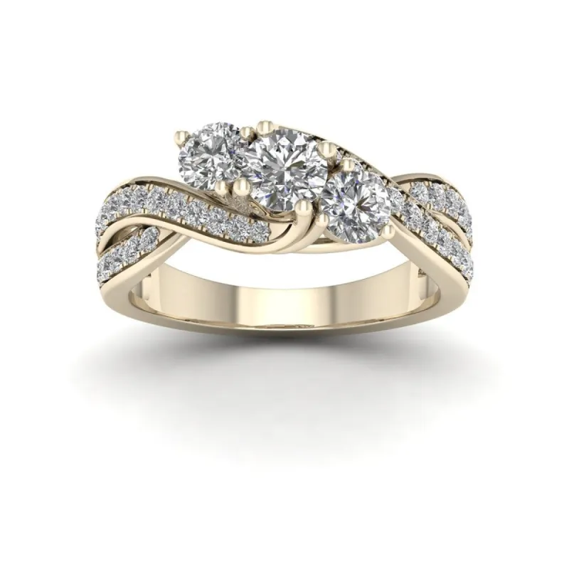 De Couer 1ct TDW Diamond Three Stone Engagement Ring - Yellow sold by Zulily