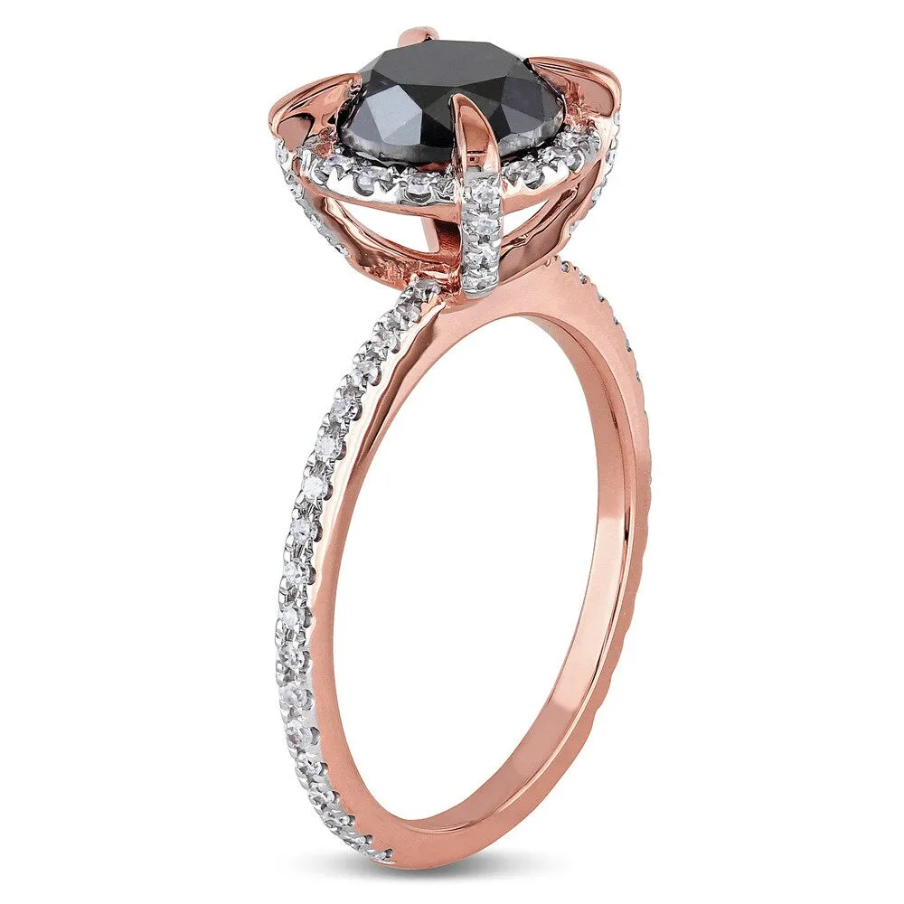 Miadora 10k Rose Gold 2ct TDW Black and White Diamond Halo Engagement Ring sold by Zulily product image thumbnail 2