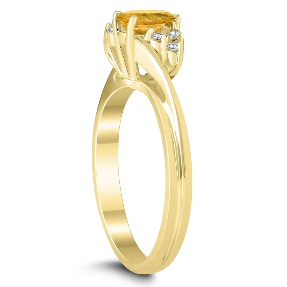 6X4MM Citrine and Diamond Twist Ring in 10K Yellow Gold sold by Zulily product image thumbnail 2
