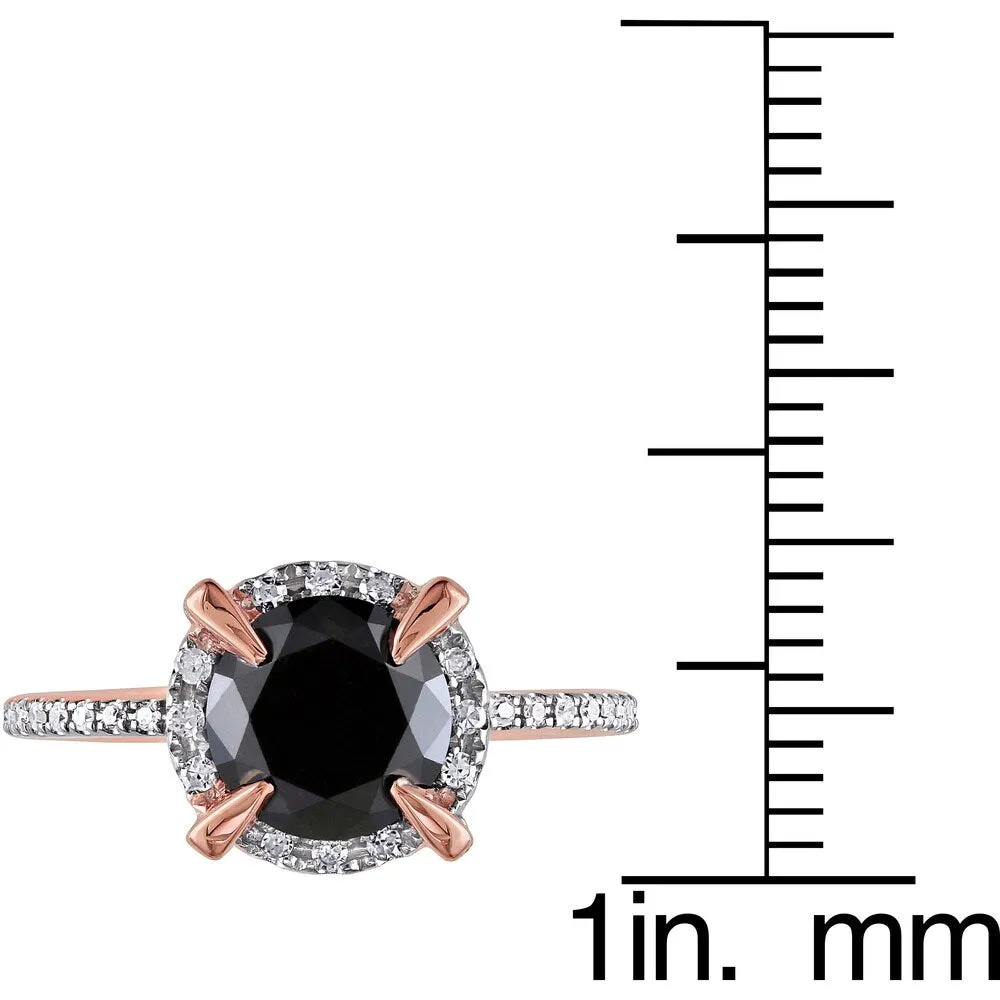 Miadora 10k Rose Gold 2ct TDW Black and White Diamond Halo Engagement Ring sold by Zulily product image thumbnail 4
