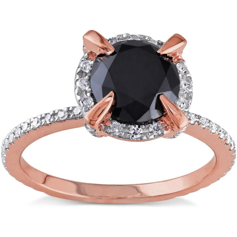 Miadora 10k Rose Gold 2ct TDW Black and White Diamond Halo Engagement Ring sold by Zulily