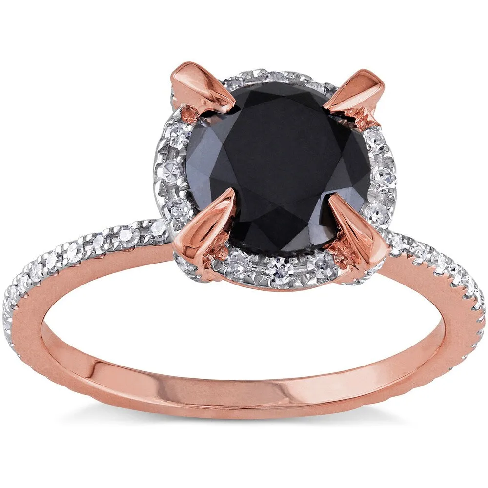 Miadora 10k Rose Gold 2ct TDW Black and White Diamond Halo Engagement Ring sold by Zulily
