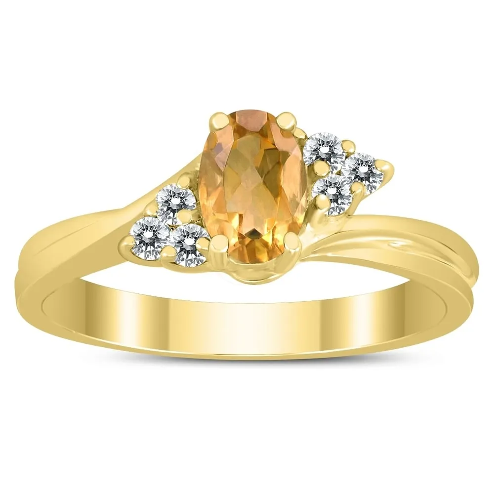 6X4MM Citrine and Diamond Twist Ring in 10K Yellow Gold sold by Zulily