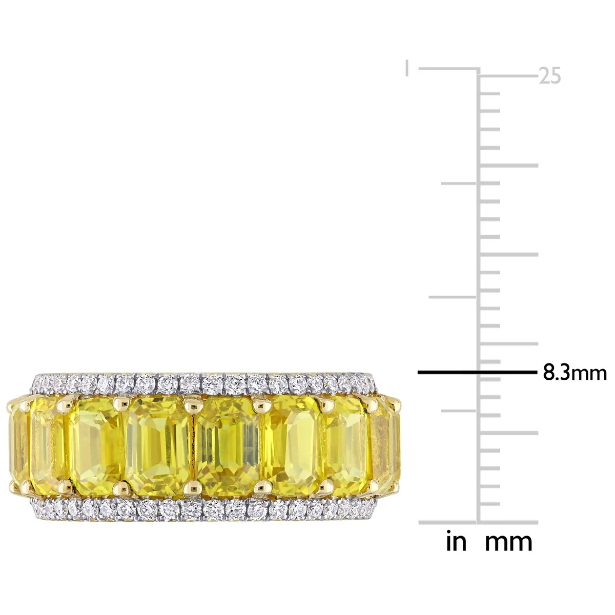 Miadora 14k Yellow Gold 9 3/8ct TGW Yellow Sapphire and 3/5ct TDW Diamond Eternity Wedding Band Ring sold by Zulily product image thumbnail 5
