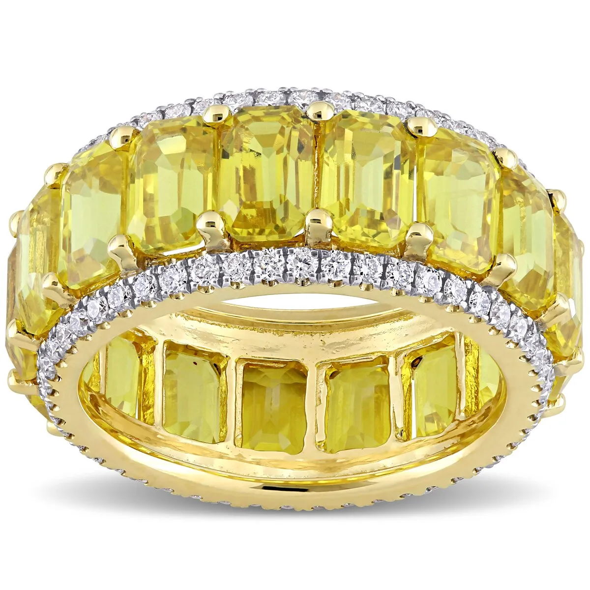 Miadora 14k Yellow Gold 9 3/8ct TGW Yellow Sapphire and 3/5ct TDW Diamond Eternity Wedding Band Ring sold by Zulily product image thumbnail 2
