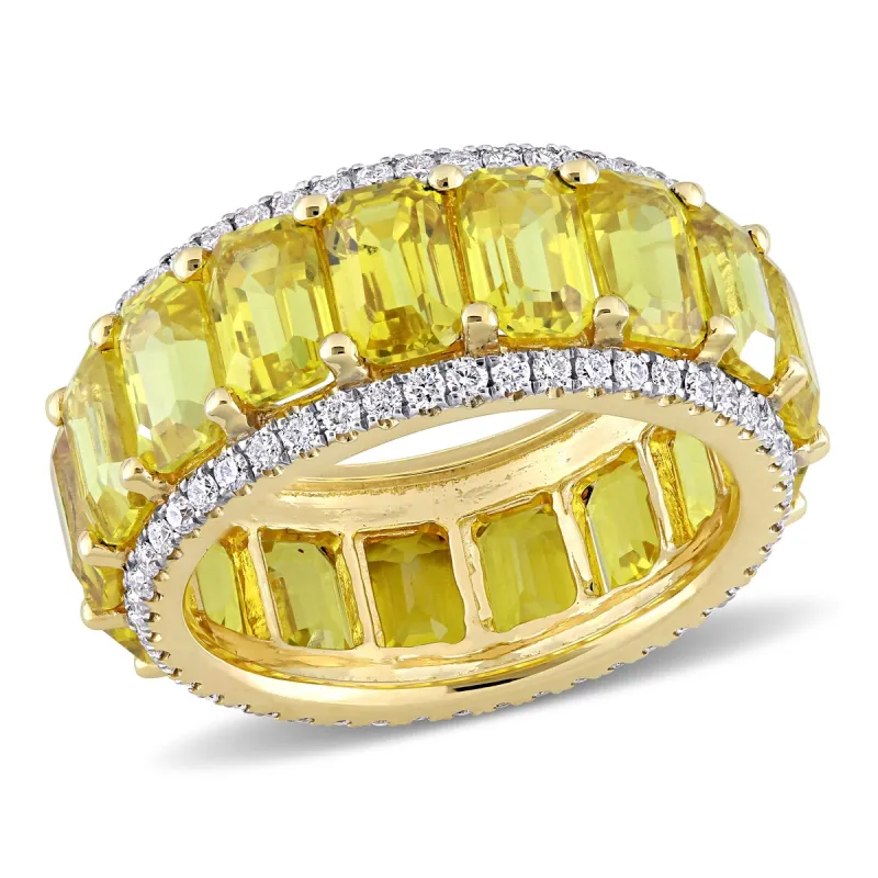 Miadora 14k Yellow Gold 9 3/8ct TGW Yellow Sapphire and 3/5ct TDW Diamond Eternity Wedding Band Ring sold by Zulily