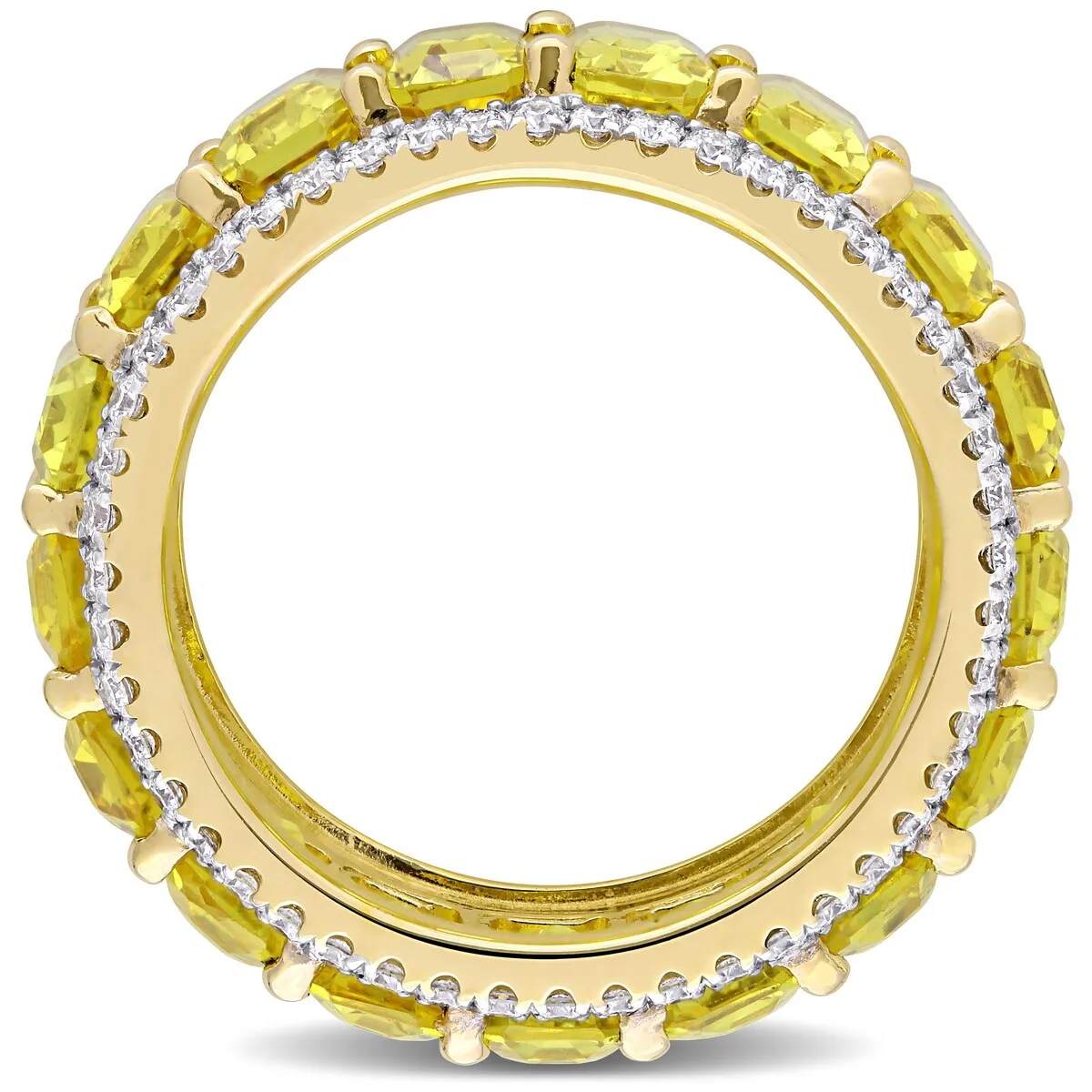 Miadora 14k Yellow Gold 9 3/8ct TGW Yellow Sapphire and 3/5ct TDW Diamond Eternity Wedding Band Ring sold by Zulily product image thumbnail 4