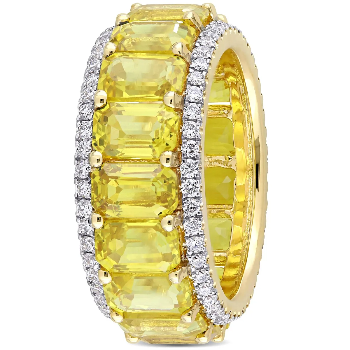 Miadora 14k Yellow Gold 9 3/8ct TGW Yellow Sapphire and 3/5ct TDW Diamond Eternity Wedding Band Ring sold by Zulily product image thumbnail 3