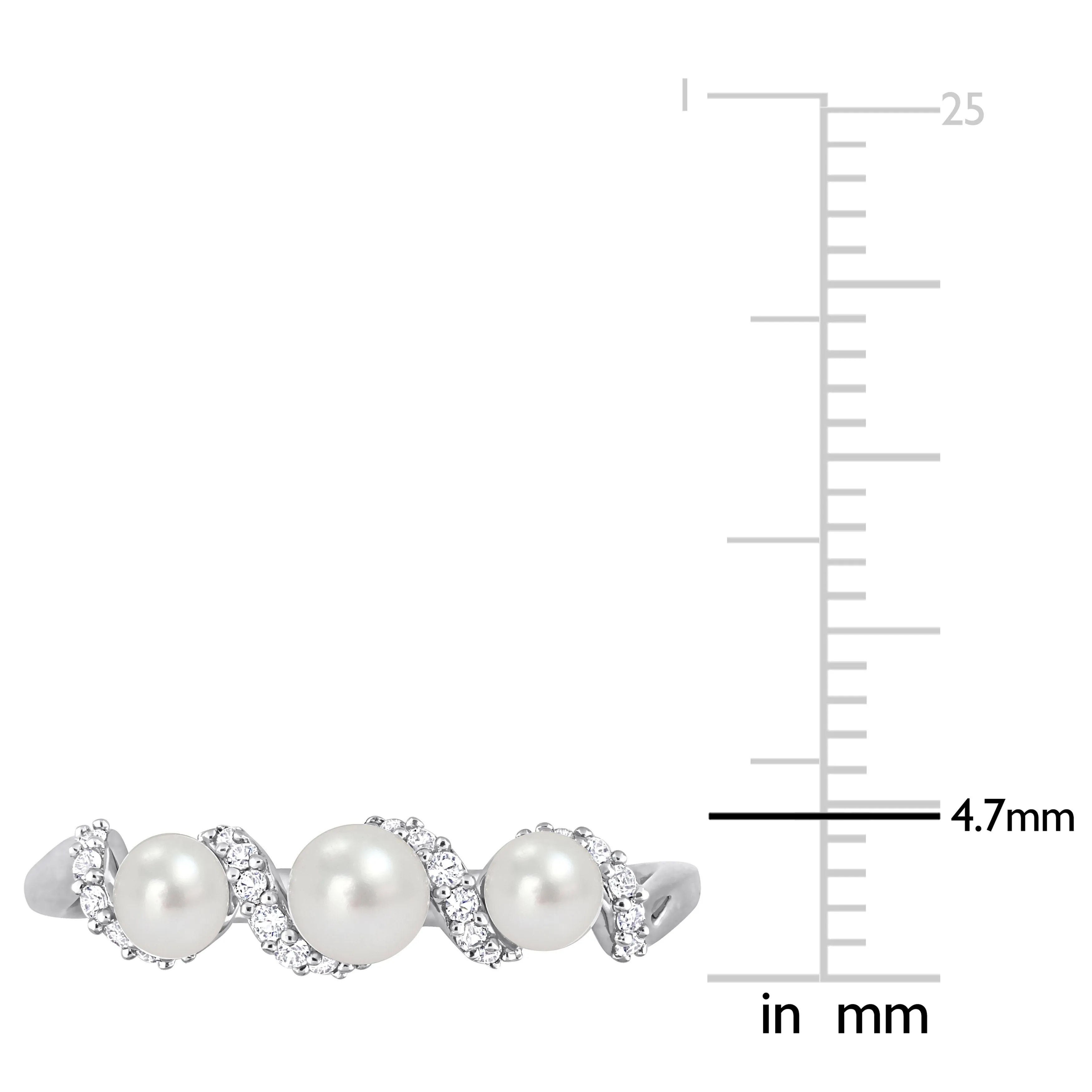 Miadora Cultured Freshwater Pearl and 1/4ct TGW Created White SapphireSwirl Ring in Sterling Silver sold by Zulily product image thumbnail 4