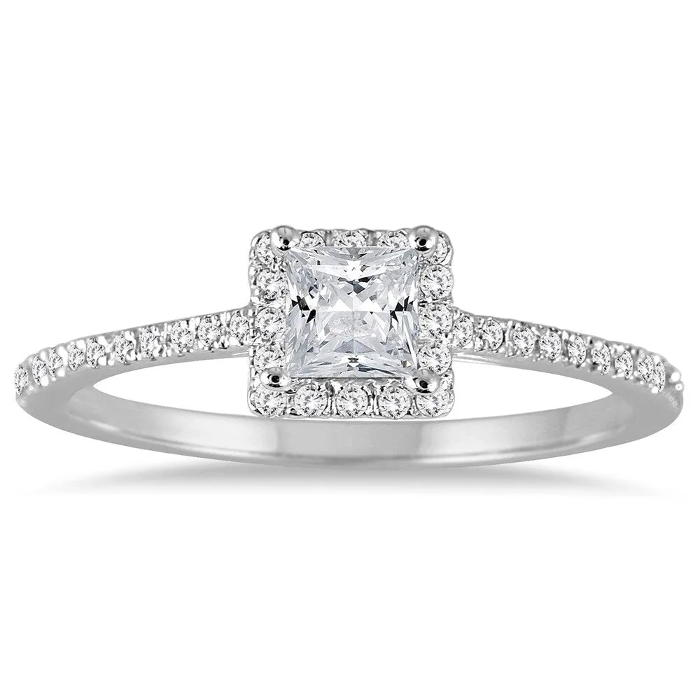 1/2 Carat TW Princess Cut Diamond Engagement Ring in 14K White Gold sold by Zulily