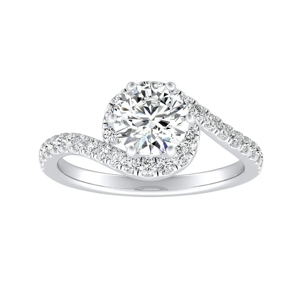 Auriya Modern 1/2ct Moissanite and 1/3ctw Halo Diamond Engagement Ring 14K Gold sold by Zulily