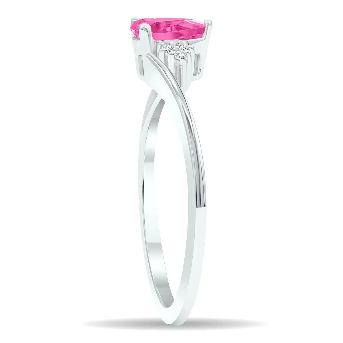 Women's Pink Topaz and Diamond Tierra Ring in 10K White Gold sold by Zulily product image thumbnail 3