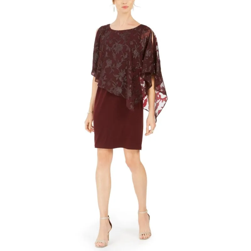 Connected Women's Metallic Capelet Sheath Dress Brown Size 12 sold by Zulily