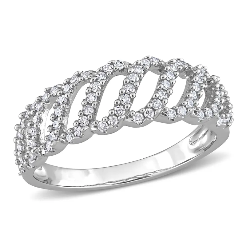 Miadora 1/3ct TDW Diamond Wave Ring in 10k White Gold sold by Zulily