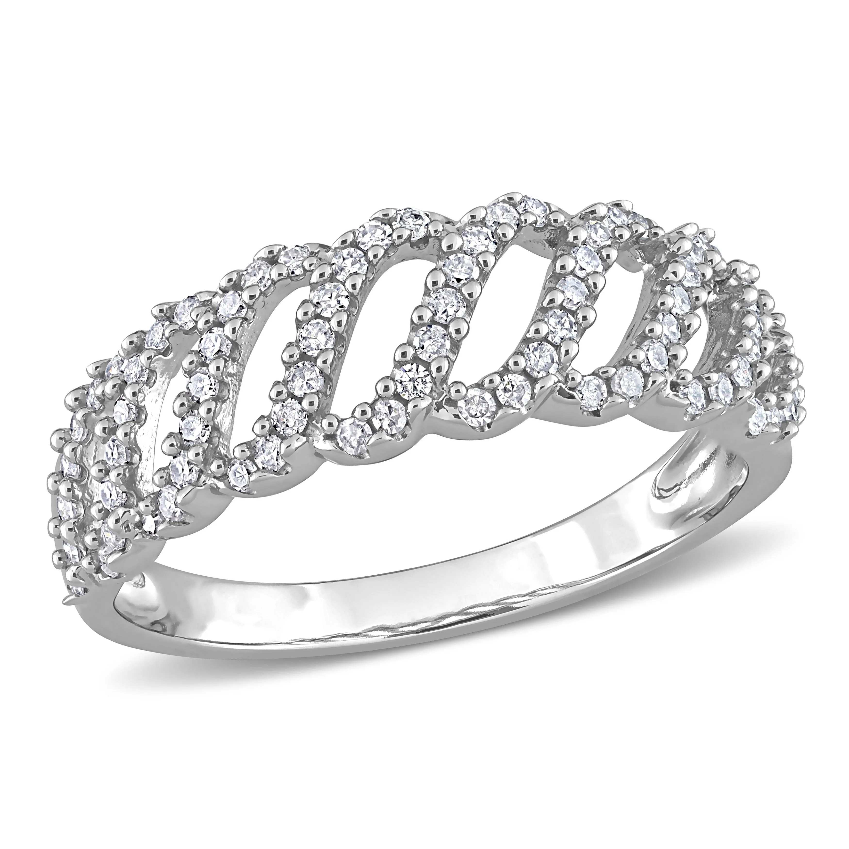 Miadora 1/3ct TDW Diamond Wave Ring in 10k White Gold sold by Zulily