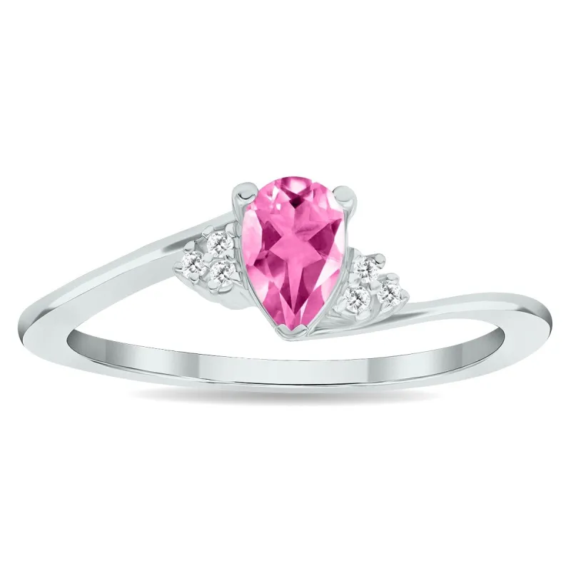 Women's Pink Topaz and Diamond Tierra Ring in 10K White Gold sold by Zulily