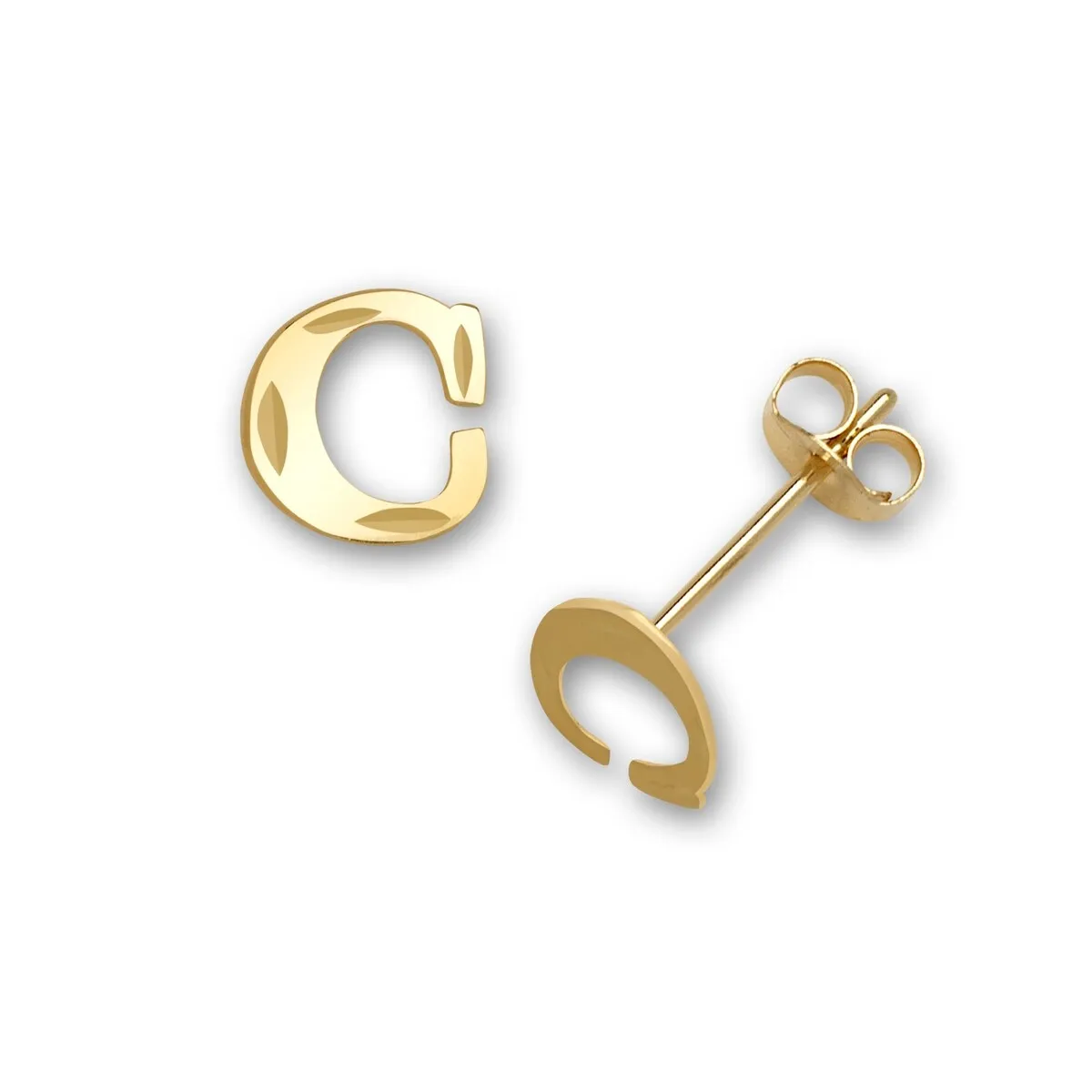 Curata Solid 14k Yellow Gold Diamond-cut Monogram Initial Pair Earrings - Orange sold by Zulily product image thumbnail 3