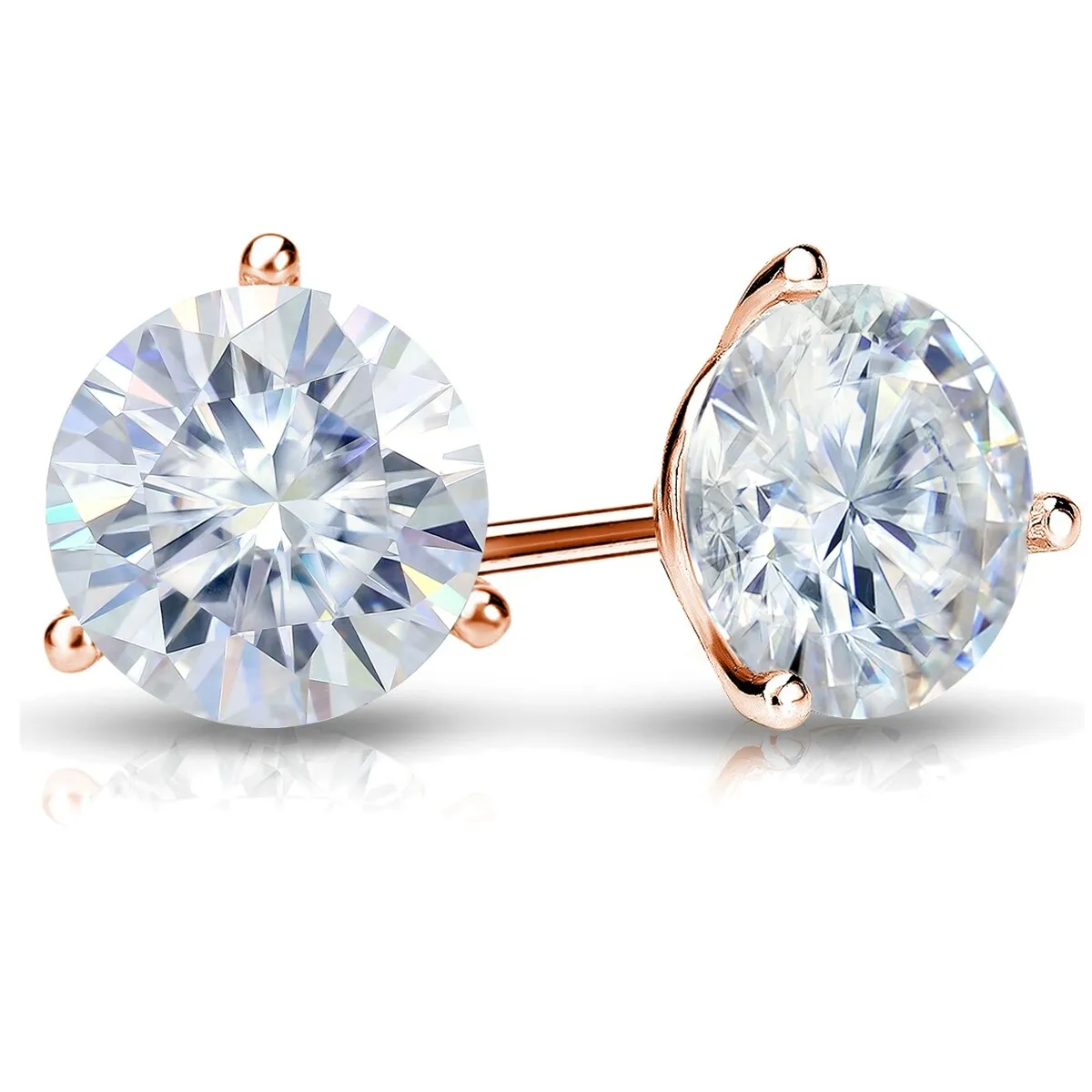 Auriya 4ctw Round Moissanite Stud Earrings 14k Gold Martini-set - 8.2 mm sold by Zulily product image thumbnail 3