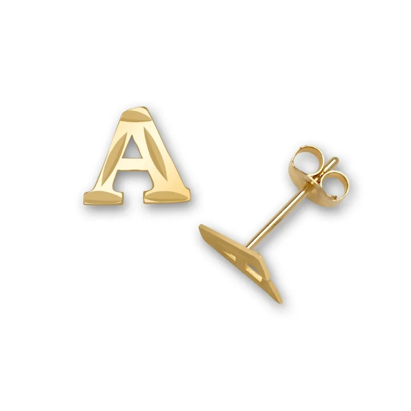 Curata Solid 14k Yellow Gold Diamond-cut Monogram Initial Pair Earrings - Orange sold by Zulily