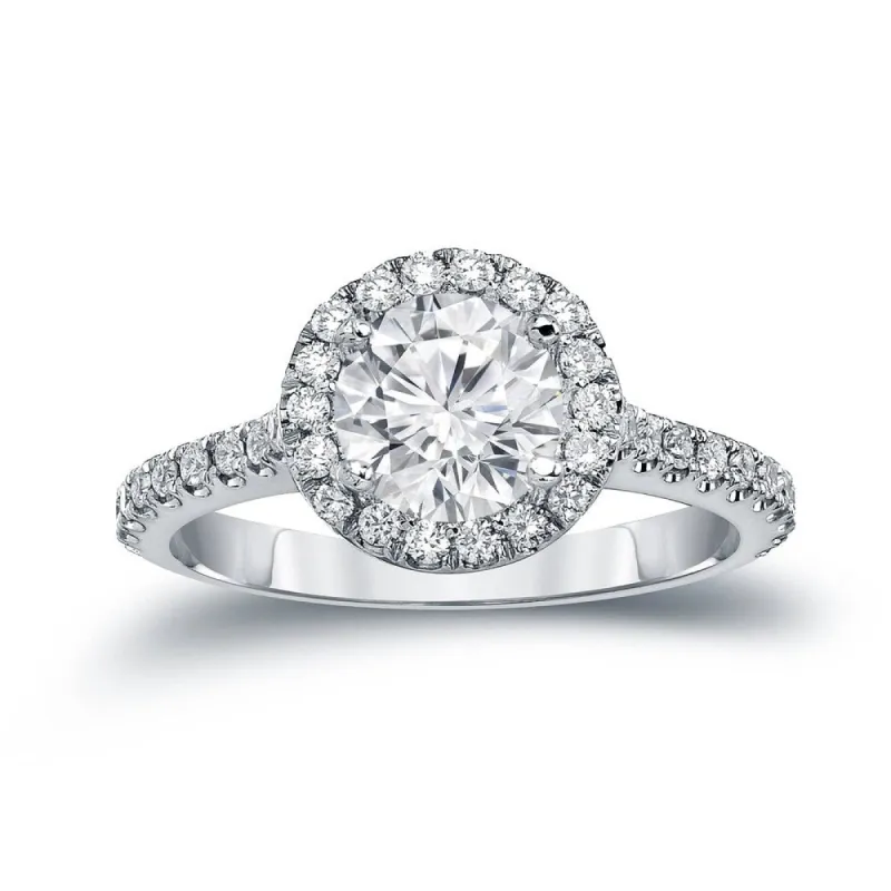 Auriya 1 7/8ctw Round Diamond Halo Engagement Ring 14k Gold Certified sold by Zulily