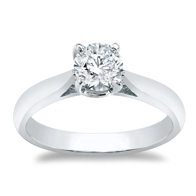 Auriya 14k Gold Brilliant Round 1/2 carat Moissanite Solitaire Engagement Ring sold by Zulily