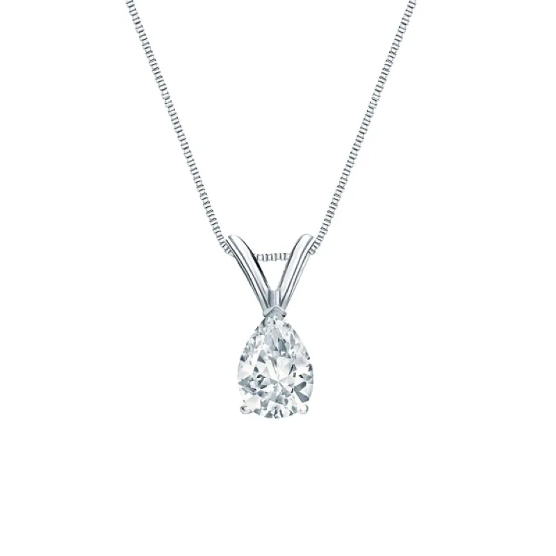 Auriya 18-karat Gold 0.45ctw Pear Solitaire Lab Grown Diamond Necklace V-End (F-G VS) Prong - 0.45 sold by Zulily