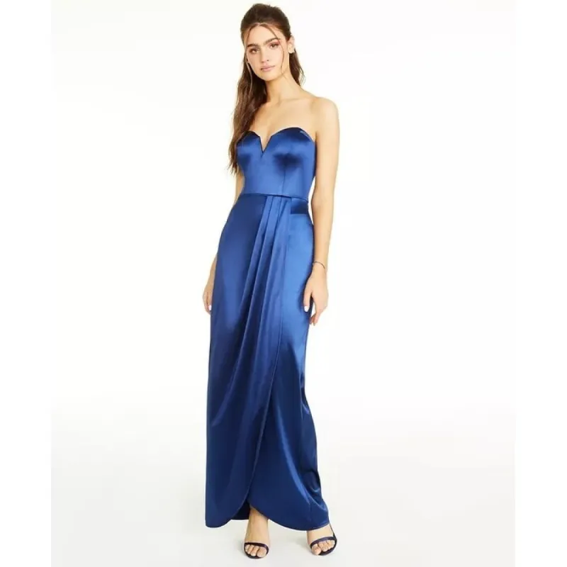 Teeze Me Junior's Sweetheart Neck Strapless Gown Navy Size 7 sold by Zulily