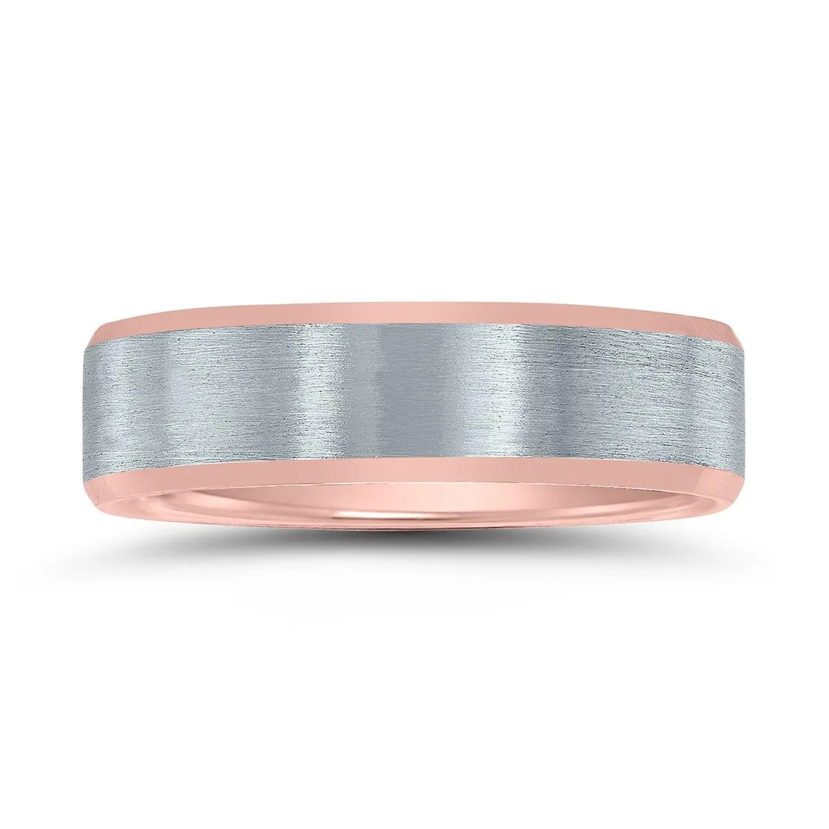 6mm Contemporary Two Tone 10K White and Rose Gold Wedding Band sold by Zulily