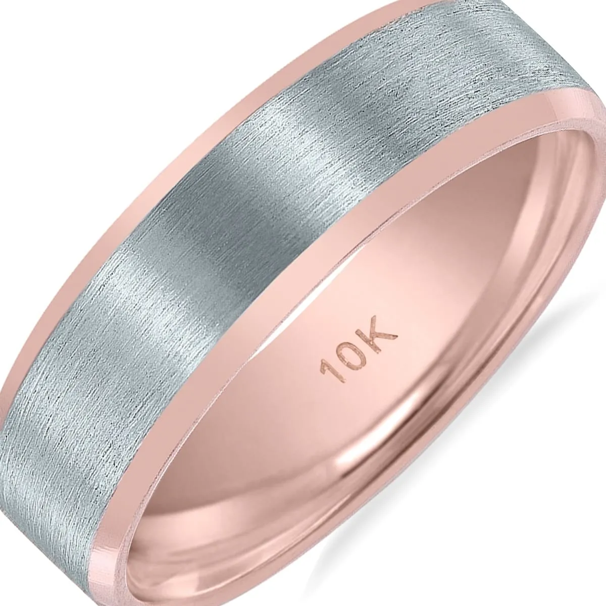 6mm Contemporary Two Tone 10K White and Rose Gold Wedding Band sold by Zulily product image thumbnail 3