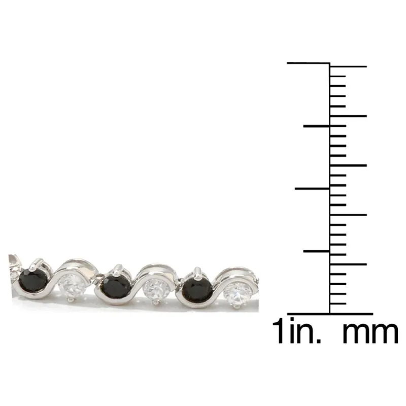 Sterling Silver Black Spinel and White Zircon Tennis Bracelet sold by Zulily