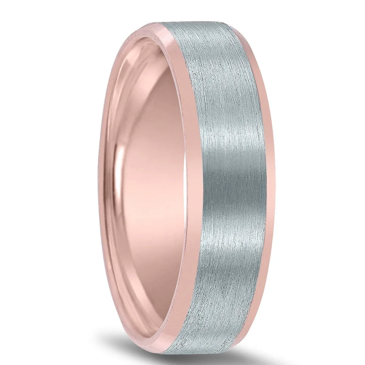 6mm Contemporary Two Tone 10K White and Rose Gold Wedding Band sold by Zulily product image thumbnail 2